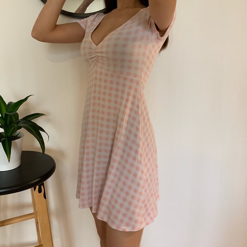 Pink/White Grids Small A-Line Dress